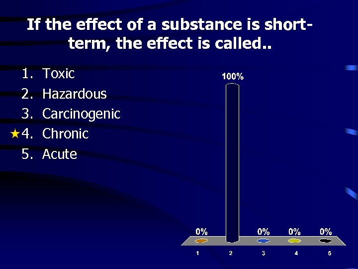 If the effect of a substance is shortterm, the effect is called. . 1.