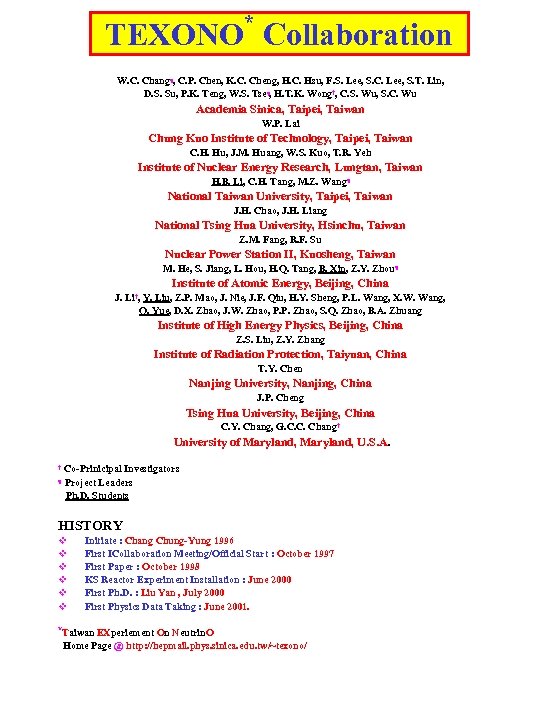 * TEXONO Collaboration W. C. Chang¶, C. P. Chen, K. C. Cheng, H. C.