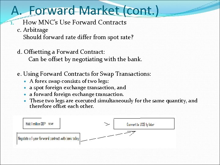 A. Forward Market (cont. ) 1. How MNC’s Use Forward Contracts c. Arbitrage Should