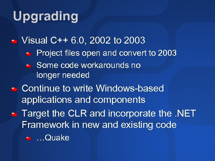Upgrading Visual C++ 6. 0, 2002 to 2003 Project files open and convert to