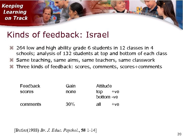 Kinds of feedback: Israel 264 low and high ability grade 6 students in 12