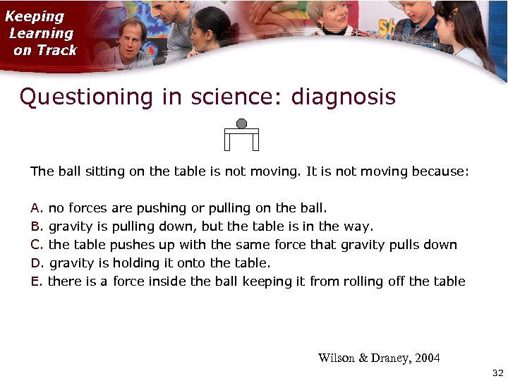 Questioning in science: diagnosis The ball sitting on the table is not moving. It
