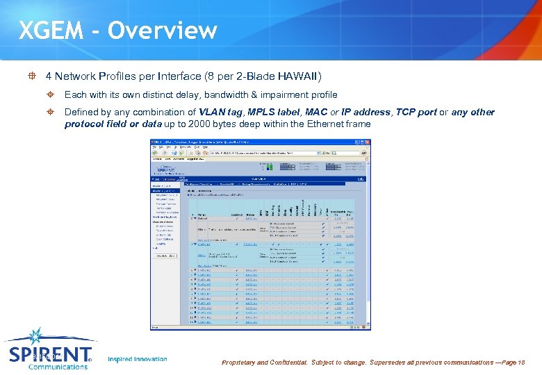 XGEM - Overview ° 4 Network Profiles per Interface (8 per 2 -Blade HAWAII)