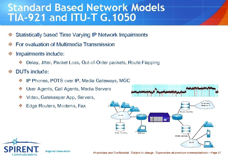 Standard Based Network Models TIA-921 and ITU-T G. 1050 ° Statistically based Time Varying