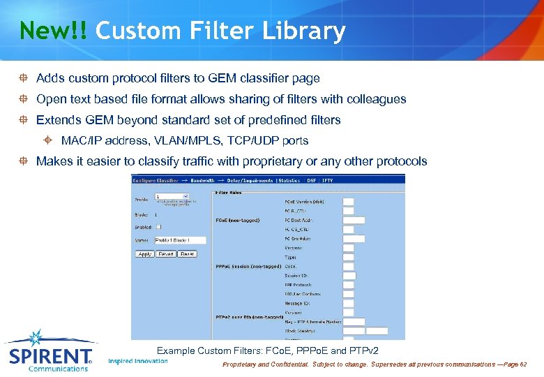 New!! Custom Filter Library ° Adds custom protocol filters to GEM classifier page °