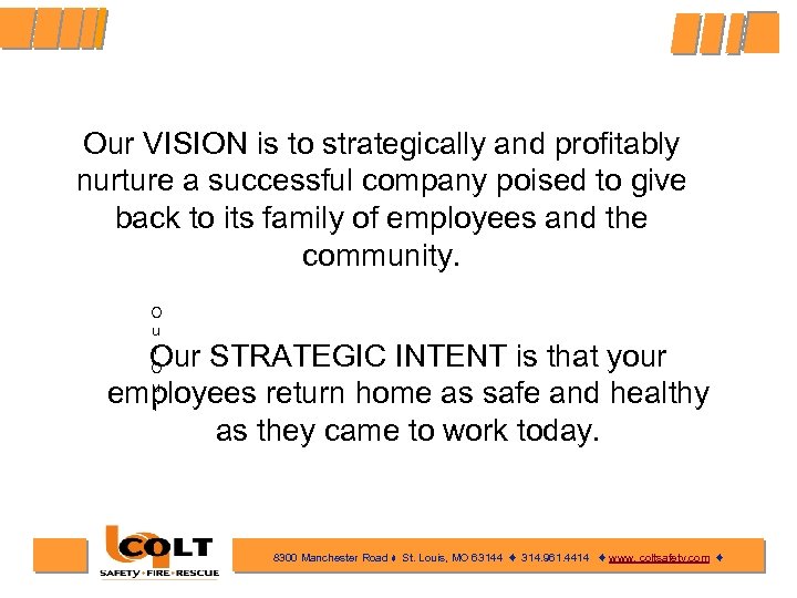 Our VISION is to strategically and profitably nurture a successful company poised to give
