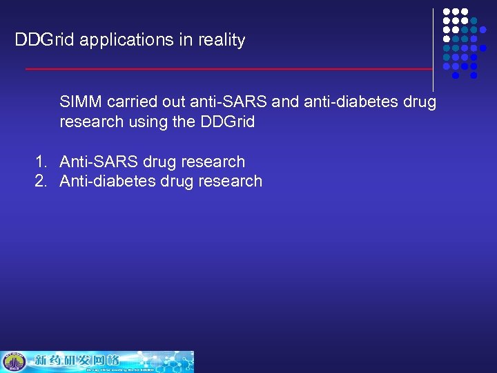 DDGrid applications in reality SIMM carried out anti-SARS and anti-diabetes drug research using the