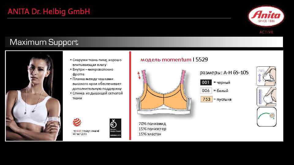  • Снаружи ткань пике, хорошо впитывающая влагу • Внутри – микроволокно фротте •