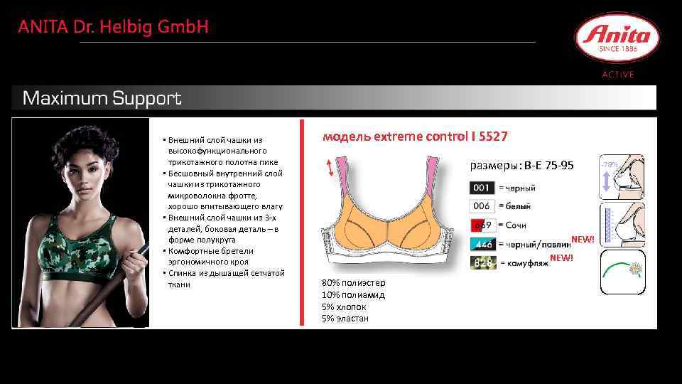  • Внешний слой чашки из высокофункционального трикотажного полотна пике • Бесшовный внутренний слой