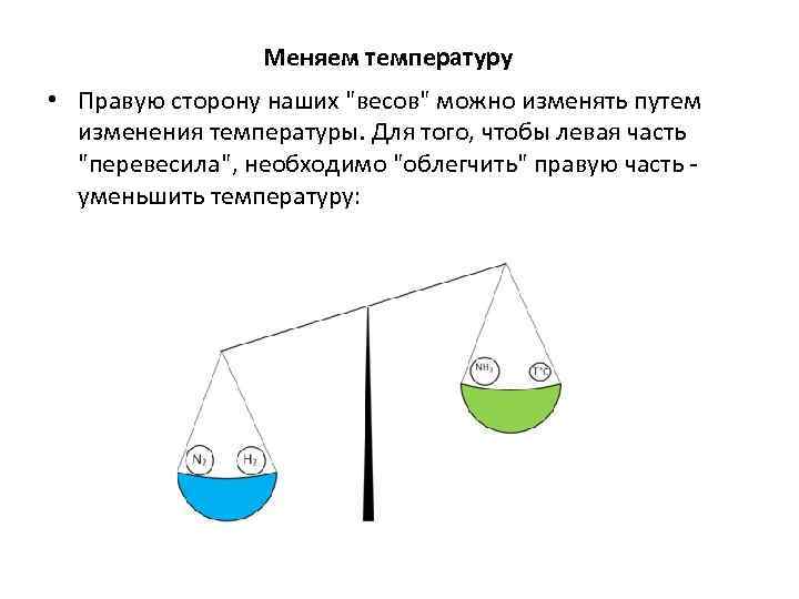 Меняем температуру • Правую сторону наших "весов" можно изменять путем изменения температуры. Для того,