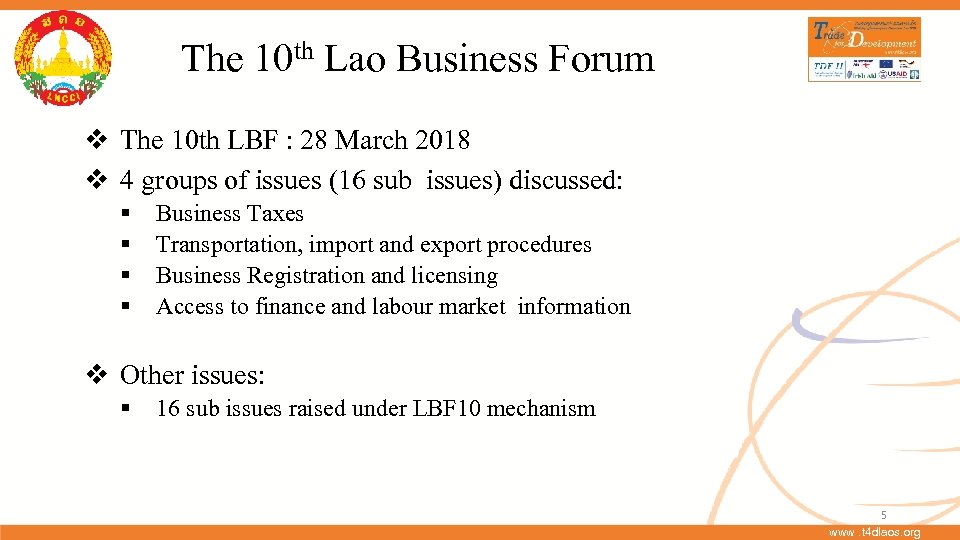 The 10 th Lao Business Forum v The 10 th LBF : 28 March