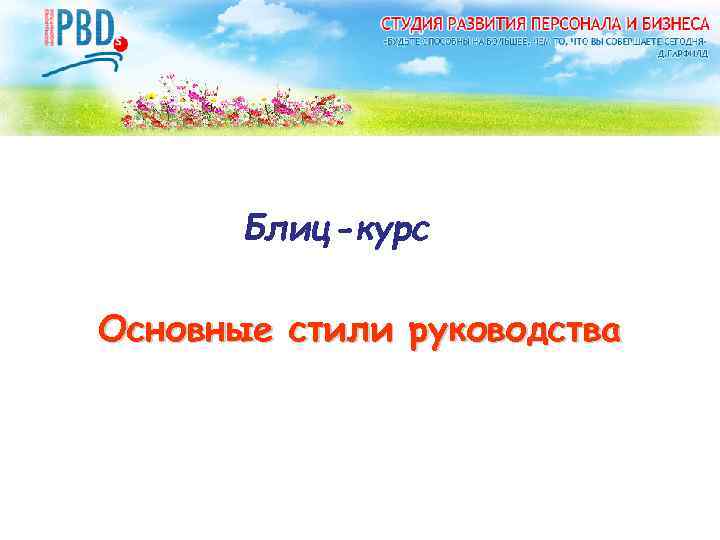 Блиц-курс Основные стили руководства 