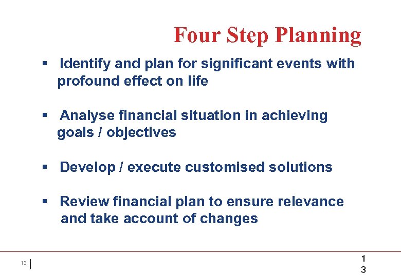 Four Step Planning § Identify and plan for significant events with profound effect on