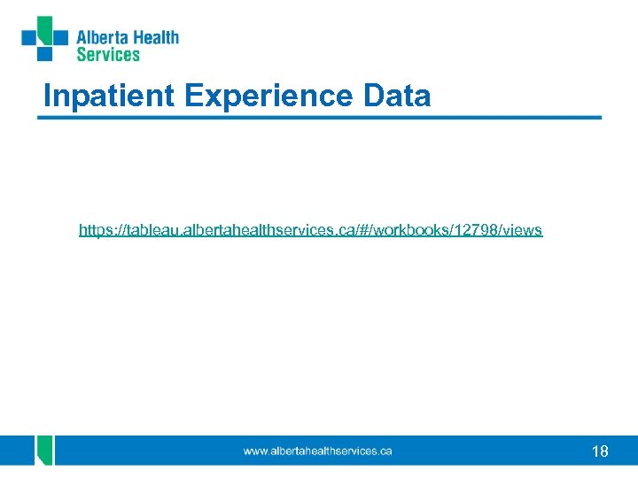 Inpatient Experience Data https: //tableau. albertahealthservices. ca/#/workbooks/12798/views 18 