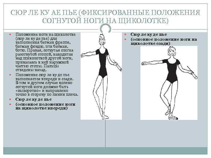 СЮР ЛЕ КУ АЕ ПЬЕ (ФИКСИРОВАННЫЕ ПОЛОЖЕНИЯ СОГНУТОЙ НОГИ НА ЩИКОЛОТКЕ) Положение ноги на