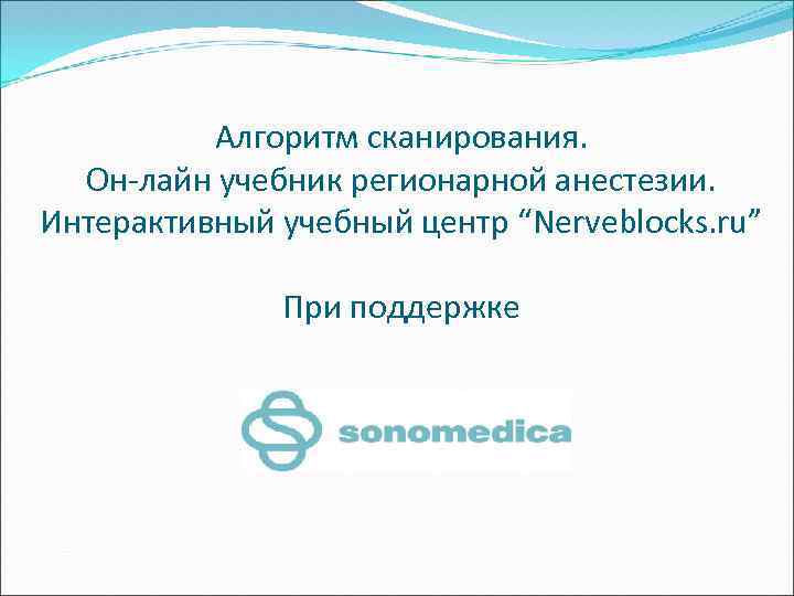 Алгоритм сканирования. Он-лайн учебник регионарной анестезии. Интерактивный учебный центр “Nerveblocks. ru” При поддержке 