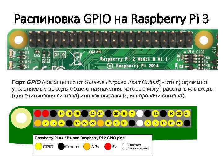 Распиновка GPIO на Raspberry Pi 3 Порт GPIO (сокращение от General Purpose Input Output)