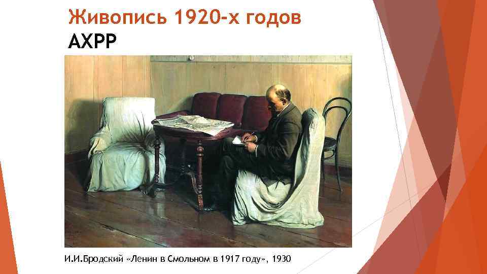 Живопись 1920 -х годов АХРР И. И. Бродский «Ленин в Смольном в 1917 году»