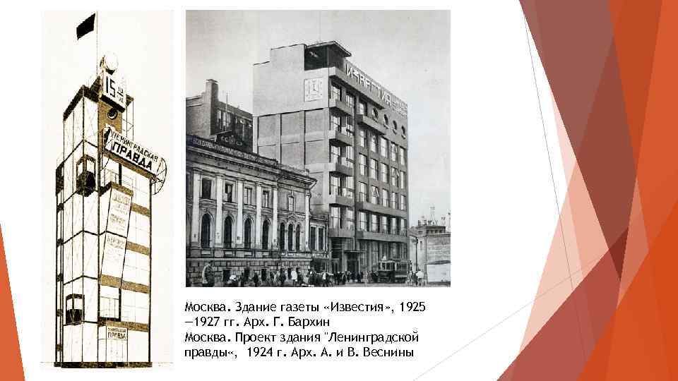 Здание газеты правда. Здание газеты «Известия», Москва, 1925-1927. Здание газеты Известия 1925-1927 гг. Бархин Архитектор Известия. Здания Ленинградская правда Веснины.