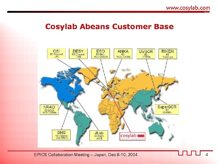 Cosylab Abeans Customer Base EPICS Collaboration Meeting – Japan, Dec 8 -10, 2004 4