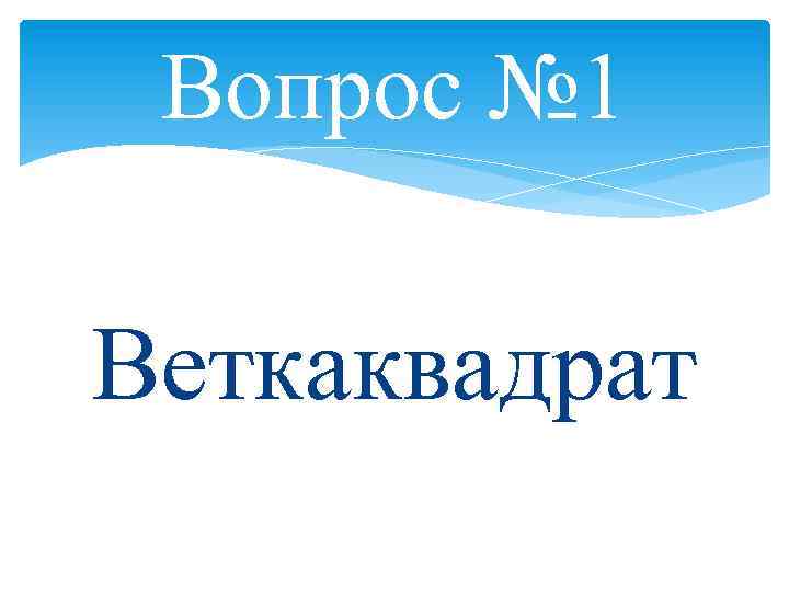 Вопрос № 1 Веткаквадрат 