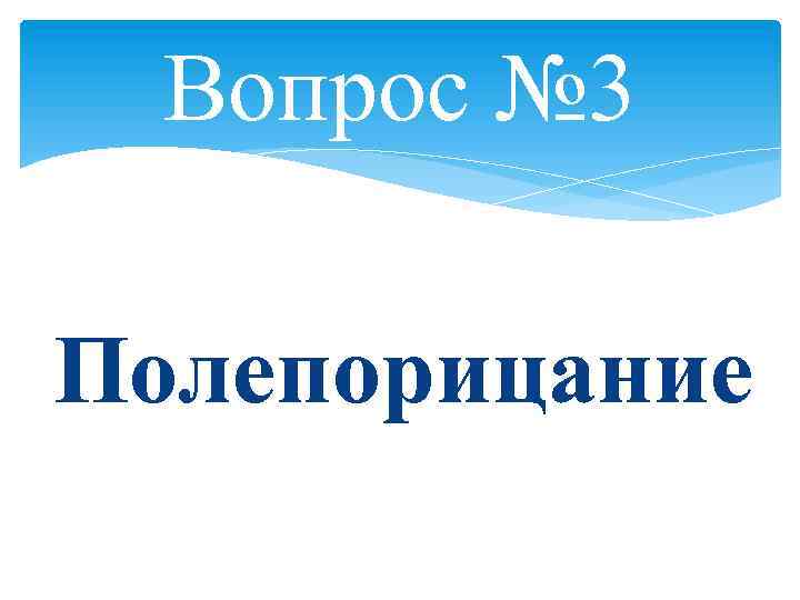 Вопрос № 3 Полепорицание 