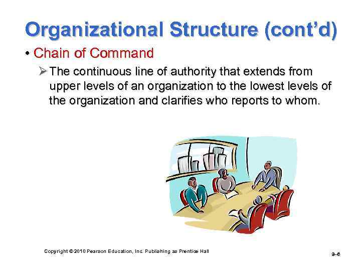 Organizational Structure (cont’d) • Chain of Command Ø The continuous line of authority that