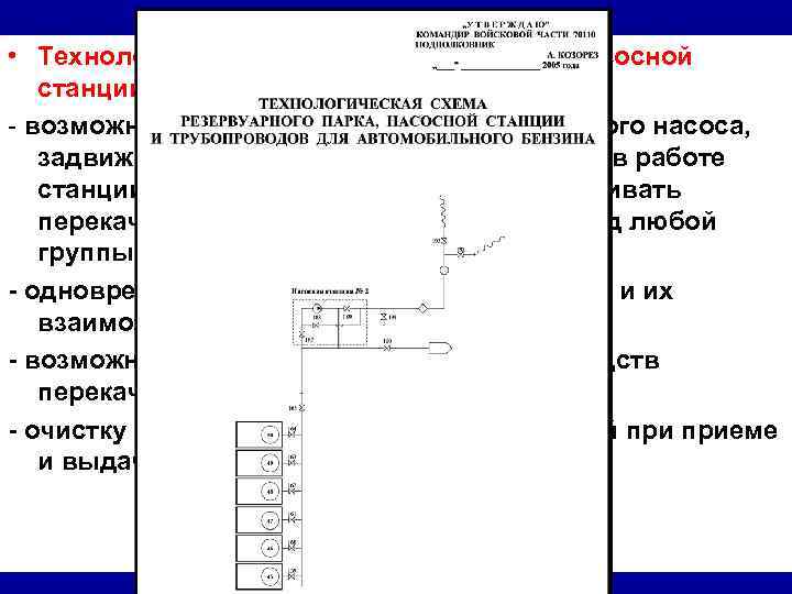  • Технологическая схема трубопроводов насосной станции должна обеспечивать: возможность отключения для ремонта любого
