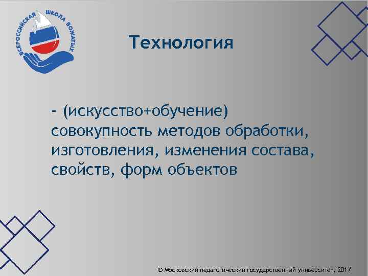 Технология - (искусство+обучение) совокупность методов обработки, изготовления, изменения состава, свойств, форм объектов © Московский
