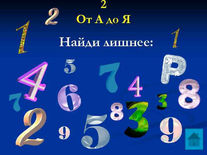 2 От А до Я Найди лишнее: 