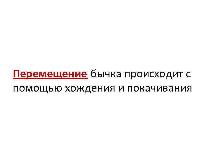 Перемещение бычка происходит с помощью хождения и покачивания 