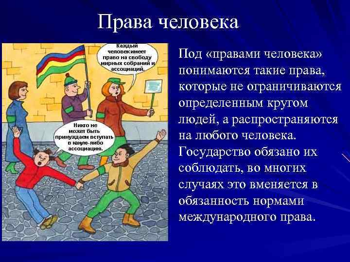 Права человека Под «правами человека» понимаются такие права, которые не ограничиваются определенным кругом людей,