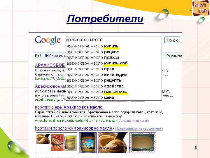 Потребители Арахисовое масло Nutt. Box 9 