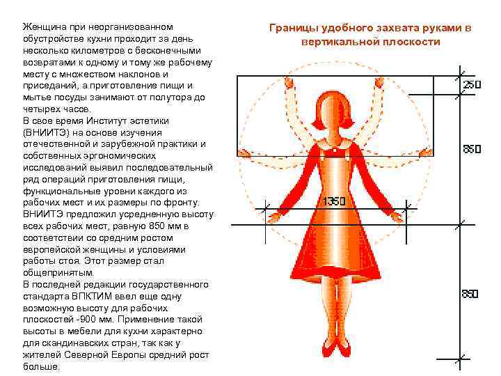 Женщина при неорганизованном обустройстве кухни проходит за день несколько километров с бесконечными возвратами к