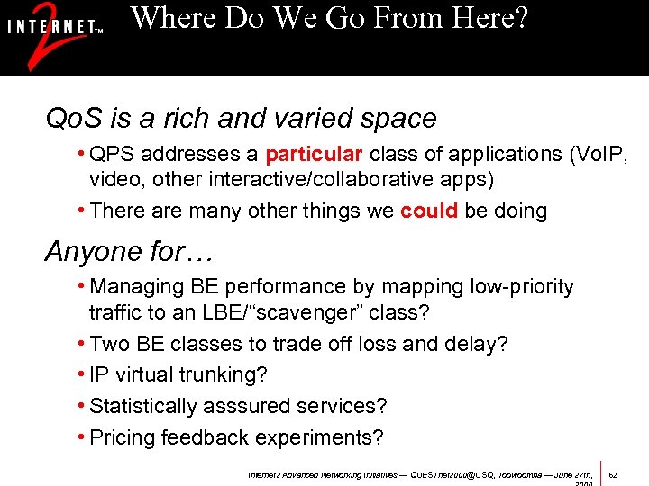 Where Do We Go From Here? Qo. S is a rich and varied space