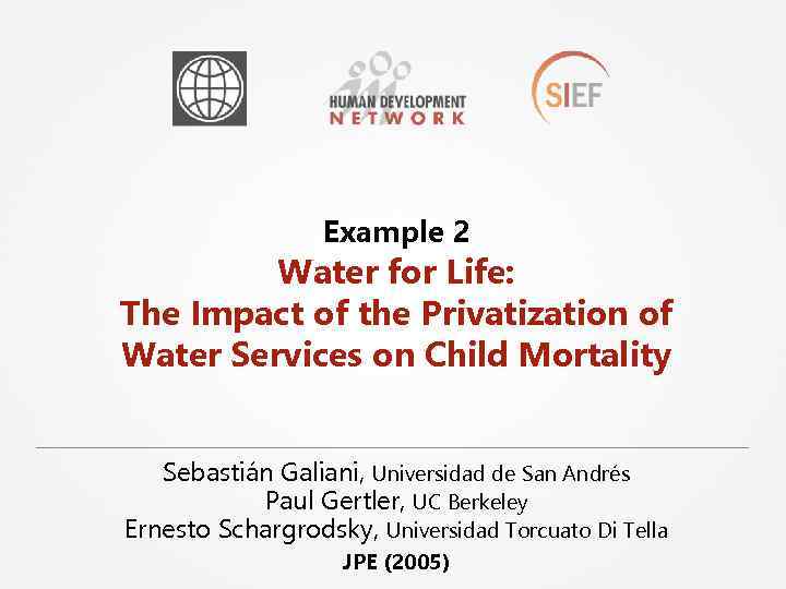 Example 2 Water for Life: The Impact of the Privatization of Water Services on