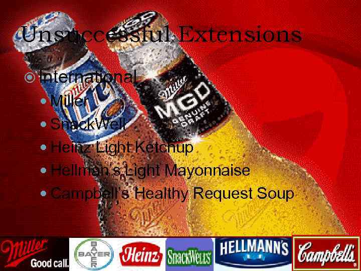 Unsuccessful Extensions International Miller Snack. Well Heinz Light Ketchup Hellman’s Light Mayonnaise Campbell’s Healthy