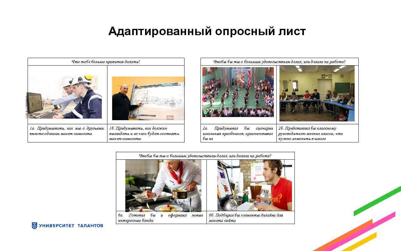 Адаптированный опросный лист Что тебе больше нравится делать? 1 а. Придумывать, как мы с