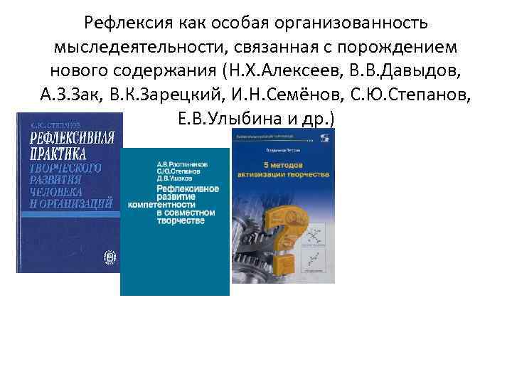 Рефлексия как особая организованность мыследеятельности, связанная с порождением нового содержания (Н. Х. Алексеев, В.