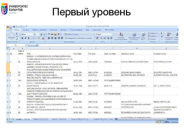 Первый уровень 