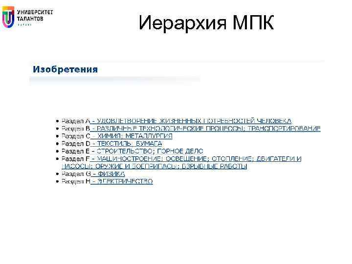 Иерархия МПК 