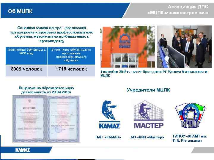 Ассоциация ДПО «МЦПК машиностроения» Об МЦПК Основная задача центра - реализация краткосрочных программ профессионального