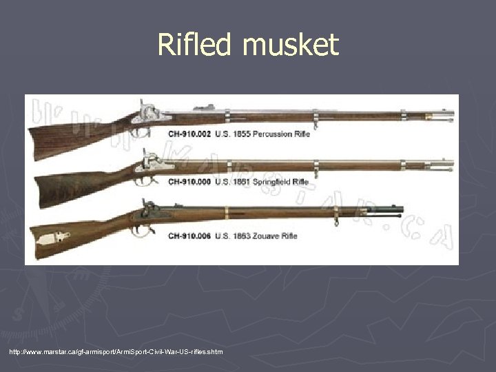 Rifled musket http: //www. marstar. ca/gf-armisport/Armi. Sport-Civil-War-US-rifles. shtm 