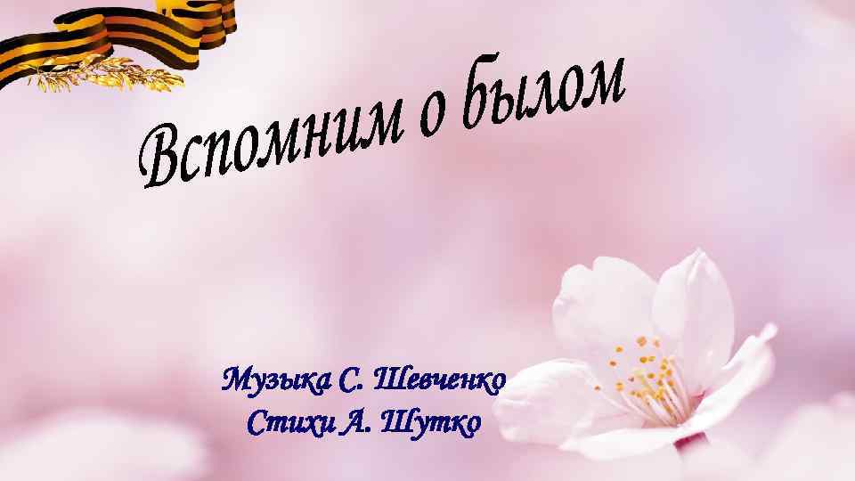 Музыка С. Шевченко Стихи А. Шутко 