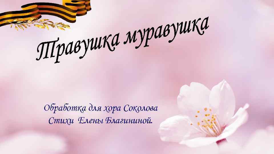 Обработка для хора Соколова Стихи Елены Благининой. 