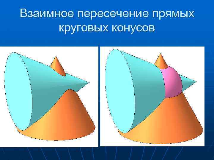 Взаимное пересечение прямых круговых конусов 