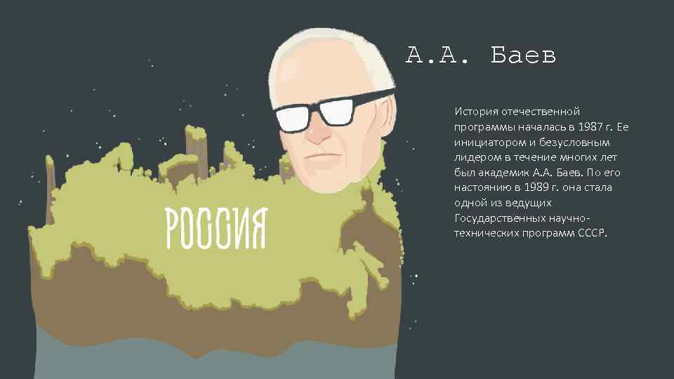 А. А. Баев История отечественной программы началась в 1987 г. Ее инициатором и безусловным