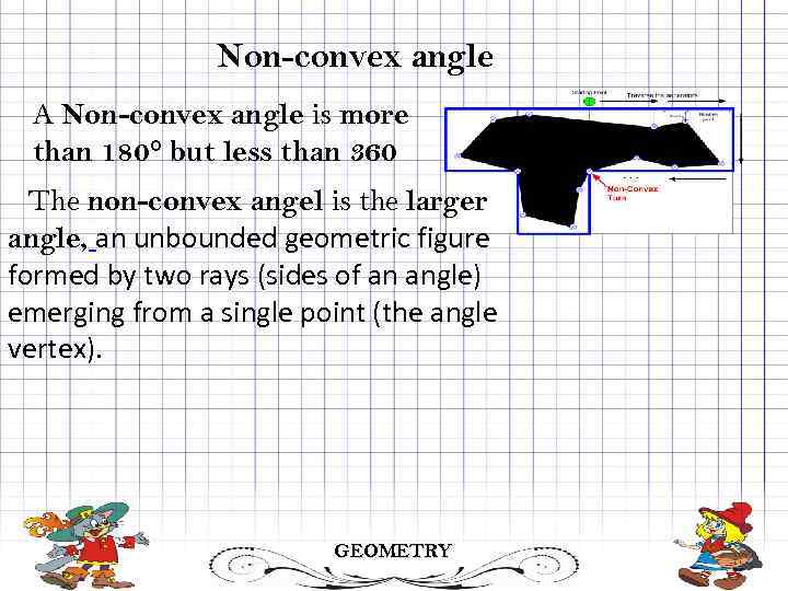Non-convex angle A Non-convex angle is more than 180° but less than 360 The