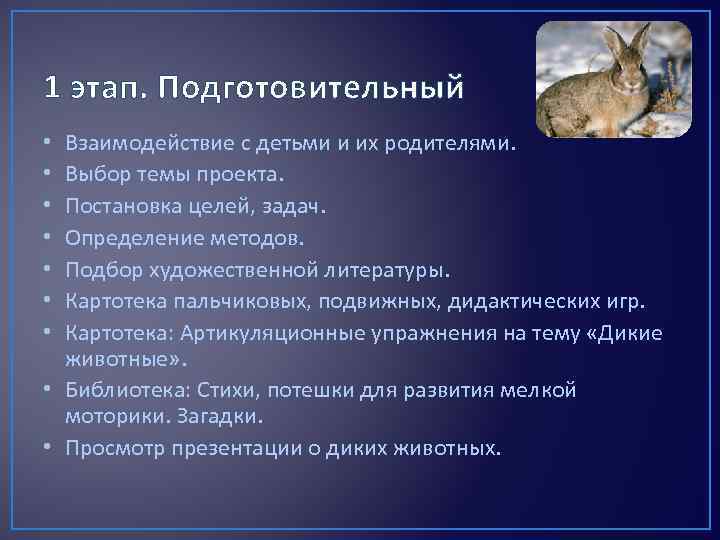 1 этап. Подготовительный Взаимодействие с детьми и их родителями. Выбор темы проекта. Постановка целей,