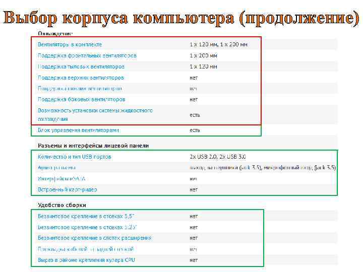 Выбор корпуса компьютера (продолжение) 